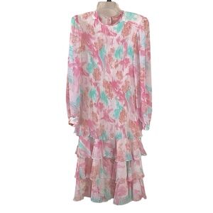 Lisa Micheal’s Vintage Watercolor Pastel Floral Dress 10